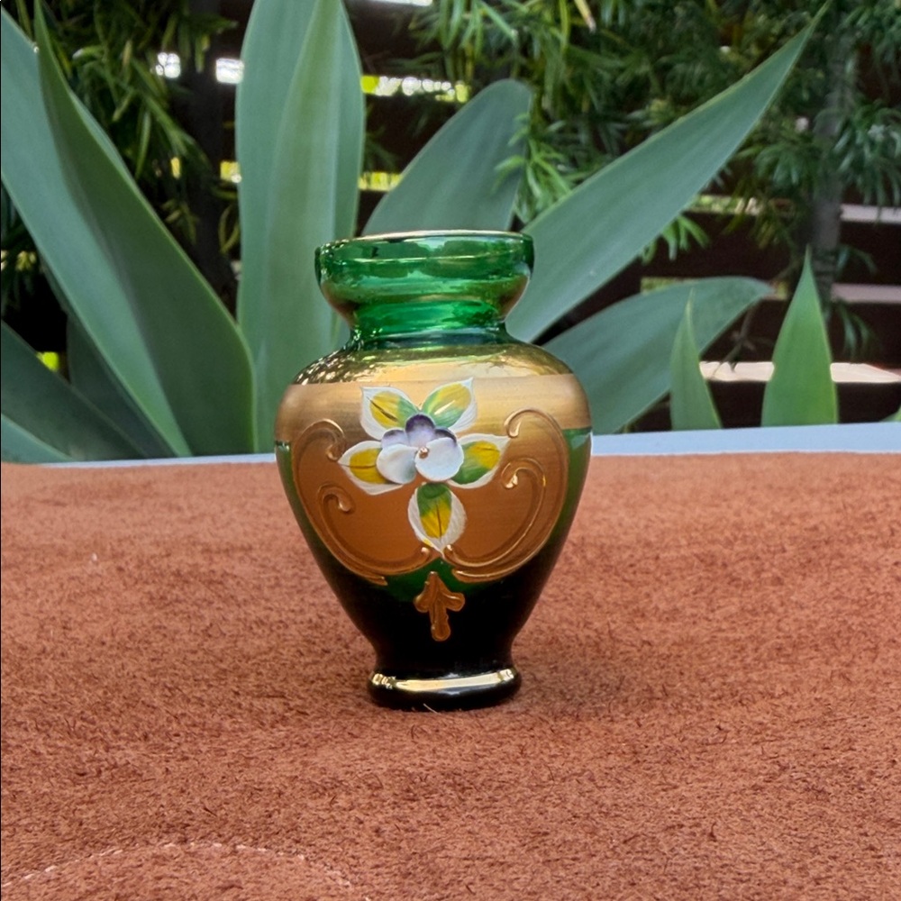 Antique Bohemian Hand-Enameled Glass Vase (c. 1890–1910)